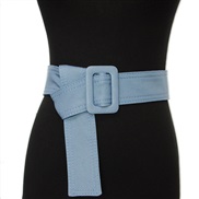 ( blue) women belt lady leisure pure color ornament super long canvas width Girdle big