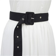 (160cm)( black) women belt lady leisure pure color ornament super long canvas width Girdle big