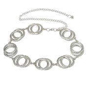 (120cm)( Silver)occidental style lady Metal Double chain chain  women fashion all-Purpose Metal chain