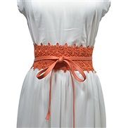 (175cm)( Orange)color Optional lady lace flower width belt women ornament fashion all-Purpose Style width Girdle