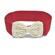 ( red)lady Tightness width belt Pearl Girdle all-Purpose high quality width Pearl bow color belt