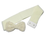 (62)( Beige)lady Tightness width belt Pearl Girdle all-Purpose high quality width Pearl bow color belt