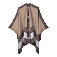 (130x150cm)( Brown)Double surface scarf shawl occidental style fashion Stripe lady warm cardigan