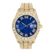 (Gold blue) man watch fashon Alloy th damond day quartz watch-face Busness lesure quartz man watch-face