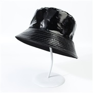 (  black)glossy material color Double surface Bucket hat woman  Outdoor sunscreen Shade foldable Outing hat man