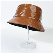 (  brown)glossy material color Double surface Bucket hat woman  Outdoor sunscreen Shade foldable Outing hat man