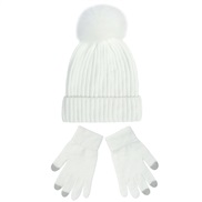 ( white)knitting lady  woolen hat gloves set  thick warm Autumn and Winter