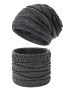 ( black +Dark gray)lady knitting velvet hat set  rhombus knitting woolen hat two man