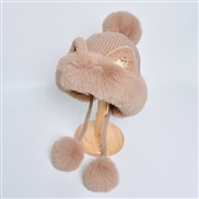 ( Khaki)Winter lovely knitting woman cartoon cat hedging velvet thick warm hat