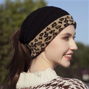 ( black)occidental style Autumn and Winter woolen lady warm leopard knitting hat