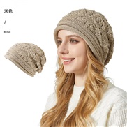 ( Beige)knitting hat woman occidental style Winter imitate knitting hedging leisure