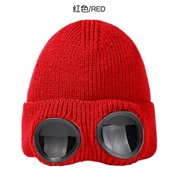 (M56-58cm)( red)knitting hat man woman velvet eyes occidental style big head woolen lovers