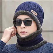 (M(56-58cm))( Navy blue+)hat woman Korean style woolen velvet hedging Outdoor wind warm knitting man