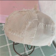 ( Adjustable)( Beige) woman Korean style summer samll retro pattern all-Purpose Octagonal hat samll head