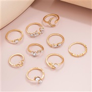 (gold )occidental style gold ring creative fashion loveove rhinestone ring set