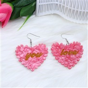 (1)new candy colors love Acrylic ear stud earrings trend personality fresh sweet earring woman