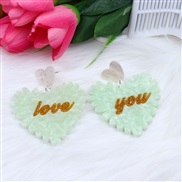 (2)new candy colors love Acrylic ear stud earrings trend personality fresh sweet earring woman