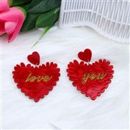 (4)new candy colors love Acrylic ear stud earrings trend personality fresh sweet earring woman