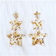 ( yellow ) color star earrings ear stud occidental style wind transparent three Five-pointed star earring personality w