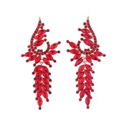 ( red)elegant fashion samll long style tassel earrings woman retro luxurious Alloy colorful diamond temperament Earring