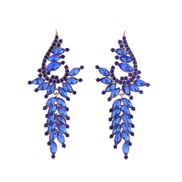 ( blue)elegant fashion samll long style tassel earrings woman retro luxurious Alloy colorful diamond temperament Earring