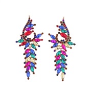 ( Color)elegant fashion samll long style tassel earrings woman retro luxurious Alloy colorful diamond temperament Earri