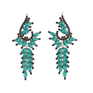 ( green)elegant fashion samll long style tassel earrings woman retro luxurious Alloy colorful diamond temperament Earri