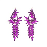 (purple)elegant fashion samll long style tassel earrings woman retro luxurious Alloy colorful diamond temperament Earri