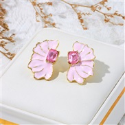 (A1551)occidental style retro wind butterfly petal enamel earrings samll high Earring silver