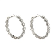 ( Silver)super claw chain occidental style circle banquet earrings woman multilayer Round flowers Round bride style