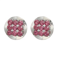 (silvery purple)autumn occidental style earrings Alloy ear stud woman Round Metal fully-jewelled