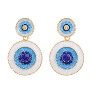 ( blue)ins wind fashion multilayer Round color earrings occidental style Earring woman Bohemian style samll style