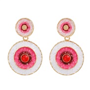 ( rose Red)ins wind fashion multilayer Round color earrings occidental style Earring woman Bohemian style samll style