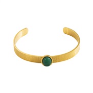 ( green) samll stainless steel retro opening bangle  temperament pattern generous women classic