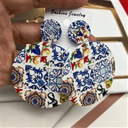 (2)earrings big ceramic pattern big earrings Earring Bohemia