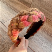 (color )Autumn and Winter gradual change color velvet Headband color high-end width Headband belt woman