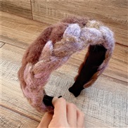 (Ligh color )Autumn and Winter gradual change color velvet Headband color high-end width Headband belt woman