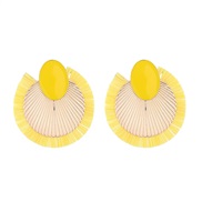 ( yellow)occidental style Bohemia wind earrings personality exaggerating sector samll high ear stud