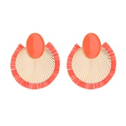 ( Tangerine)occidental style Bohemia wind earrings personality exaggerating sector samll high ear stud