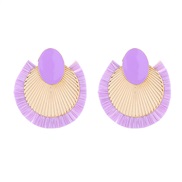 (purple)occidental style Bohemia wind earrings personality exaggerating sector samll high ear stud