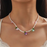 ( Color Flower)flowers flowers temperament all-Purpose trend Pearl necklace clavicle chain