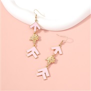 ( Pink) Alloy head long style all-Purpose temperament ear stud earrings Earring woman