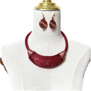 ( red)occidental style exaggerating diamond handmade weave necklace earrings setnecklace