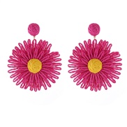 ( white)retro Bohemian style sun flower earrings temperament all-Purpose Double layer Alloy handmade weave