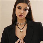 ( Gold 48 7)occidental style temperament velvet chain samll wind necklace  retro love all-Purpose Double layer chainnec