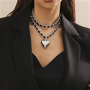 ( White K 48 7)occidental style temperament velvet chain samll wind necklace  retro love all-Purpose Double layer chain