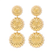 ( Gold)E occidental style exaggerating wind flowers earrings  samll fashion trend ear stud woman