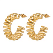 ( Gold)E occidental style brief earrings  exaggerating samll hollow buckle