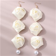 (EZ5 71huangse)E occidental style fashion woman long style earrings Cloth rose fashion woman