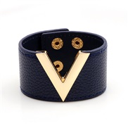 ( blue) fashion occidental style width leather bangle trend ladyV Word